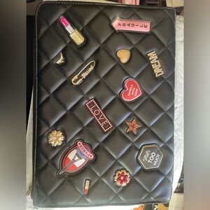 Aldo Black Quilted Clutch with Gold Accents